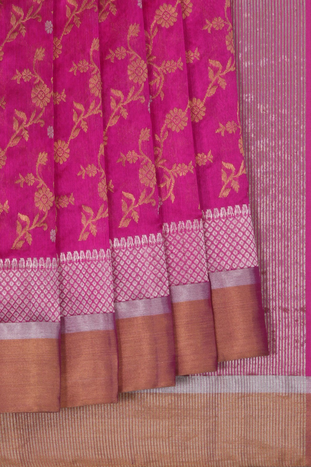 Image of Chanderi Tissue Silk Pink Saree